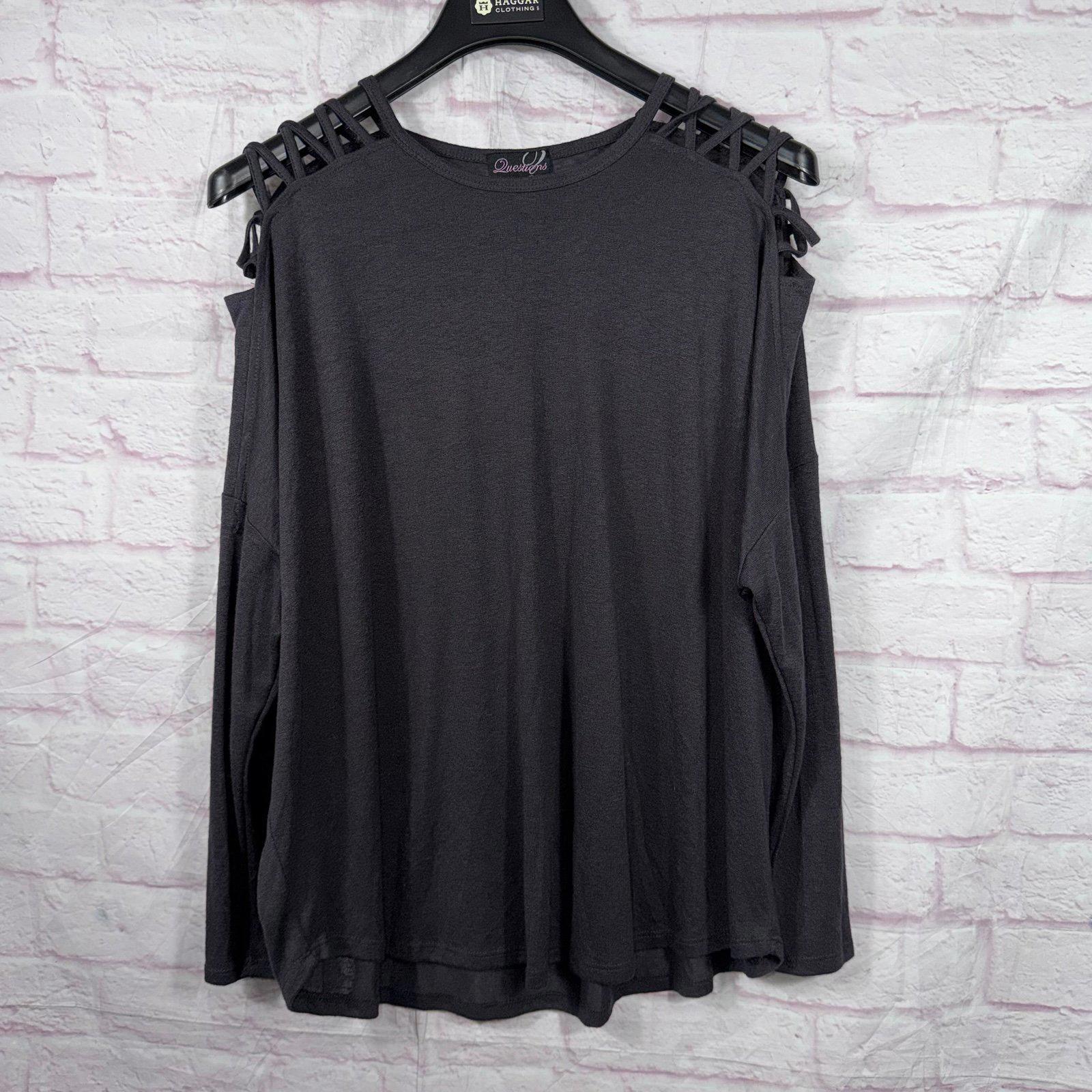 Questions 2x Women's Cold Shoulder Top With Lattice Detail